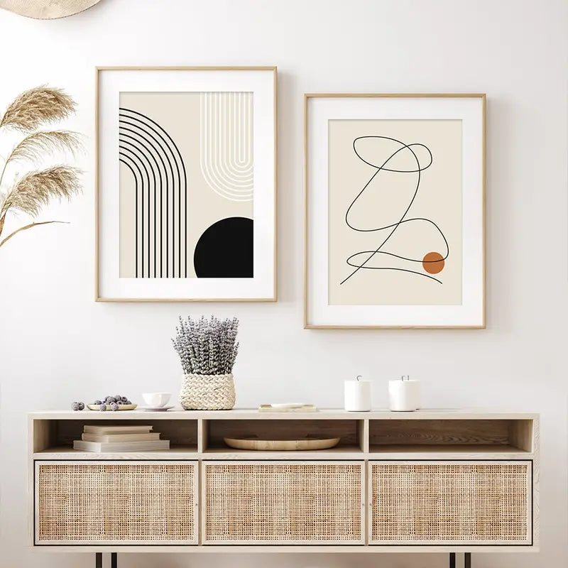 Set of 6 Decorative Geometric Line Posters - Modern Minimalist Wall Art