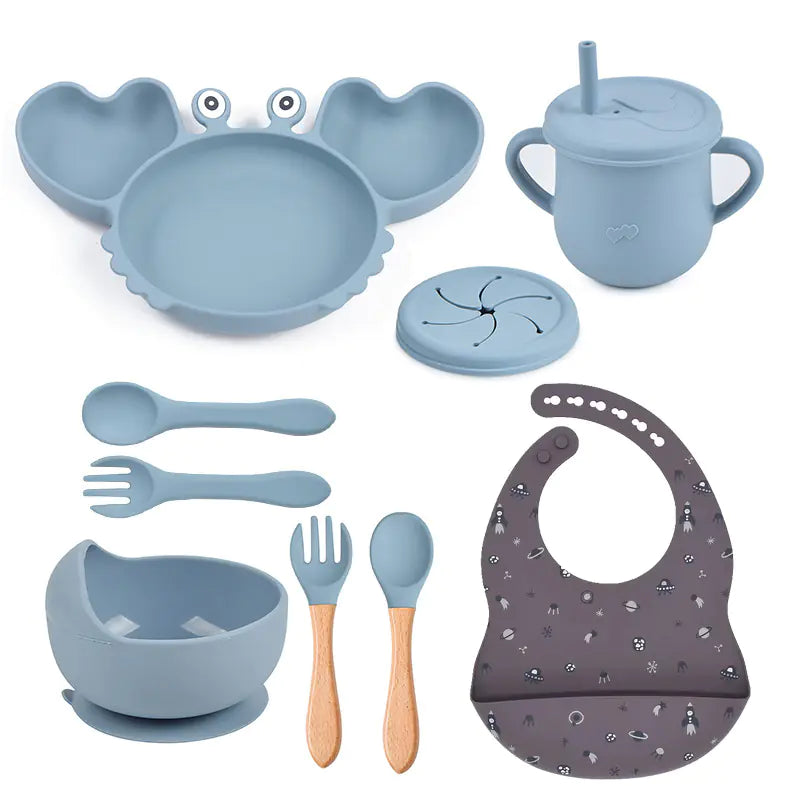 Silicone Crab Feeding Set with Suction Bowl and Spoon | Fun & Practical Baby Tableware