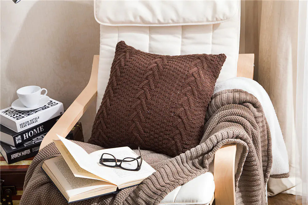 V-Shaped Knitted Pillow Cover - Modern Simplicity & Comfort