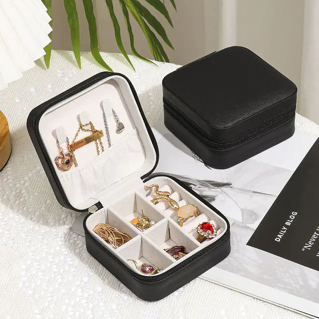 Portable Makeup & Jewelry Organizer – Compact Travel Storage Box for Rings, Earrings & Cosmetics - Avenari Home & Life