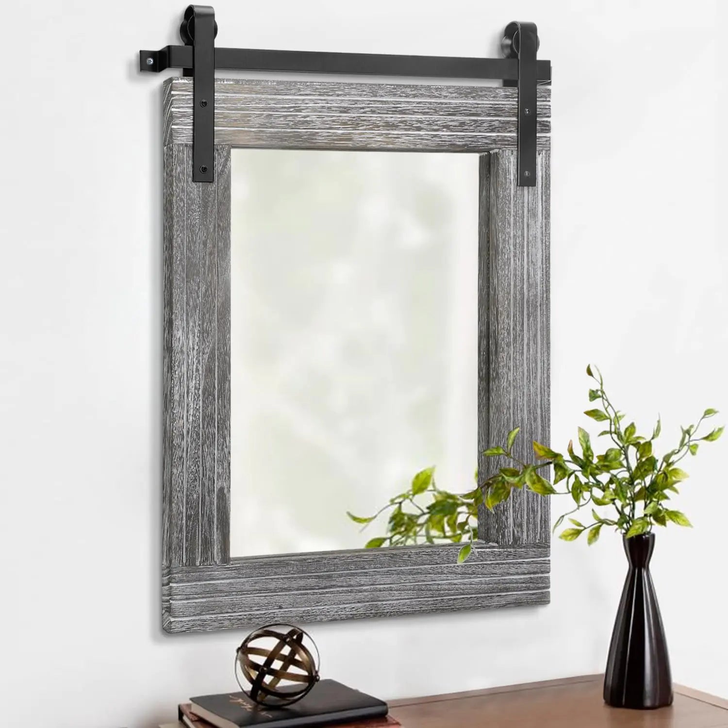 Rustic Wood Vanity Mirror – 30x22” Farmhouse Wall Mirror with Wooden Frame