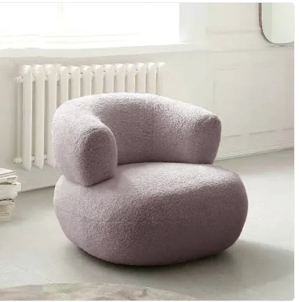 Minimalist Lambswool Single Sofa Chair - Cozy Accent Chair for Small Apartments or Modern Spaces