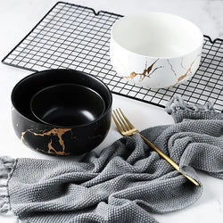 Nordic Frosted Ceramic Marble with Gold Thread Design - Avenari Home & Life
