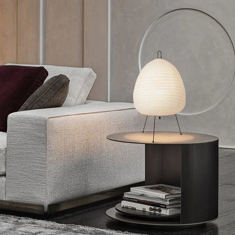RiceBloom Nordic Accent Lamp – Minimalist Rice Paper Light with Wood & Metal Base - Avenari Home & Life