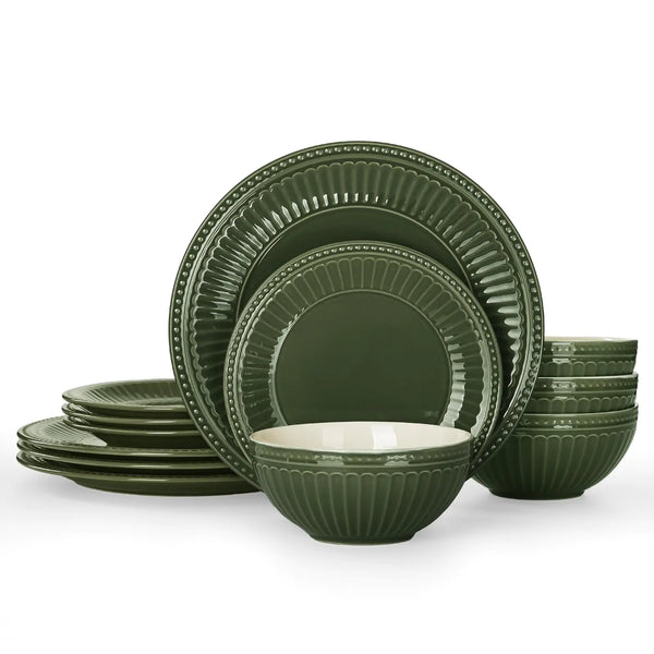 Famiware Garden Elegance 12-Piece Ceramic Dinnerware Set