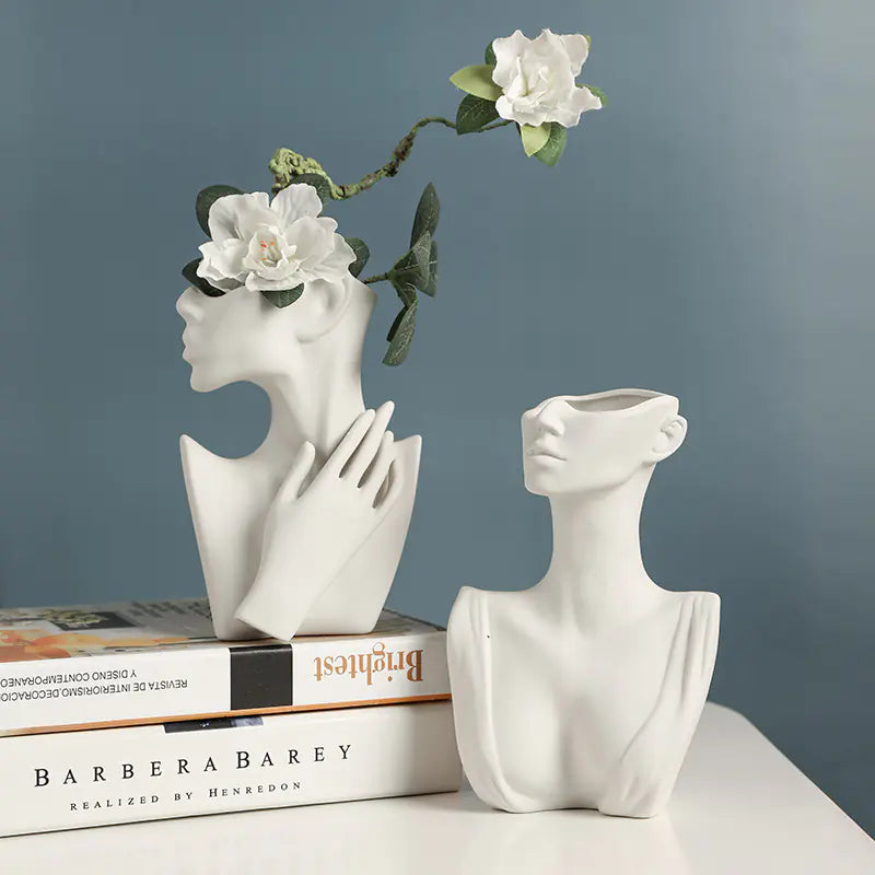 Nordic Style Human Face Creative Ceramic Vase Decor - Avenari Home & Life