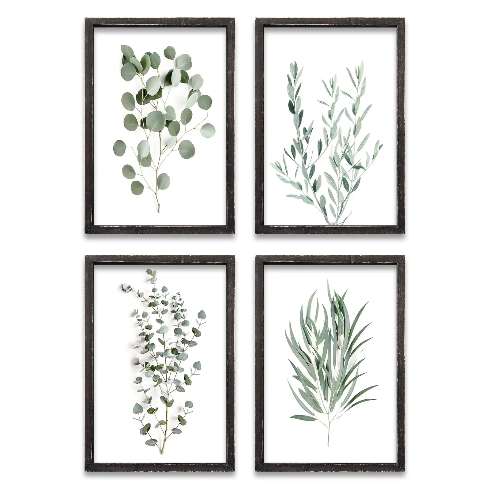 4-Piece Wooden Wall Art Set – Hand-Dyed Frames with UV Printed Designs (16x11” Each)