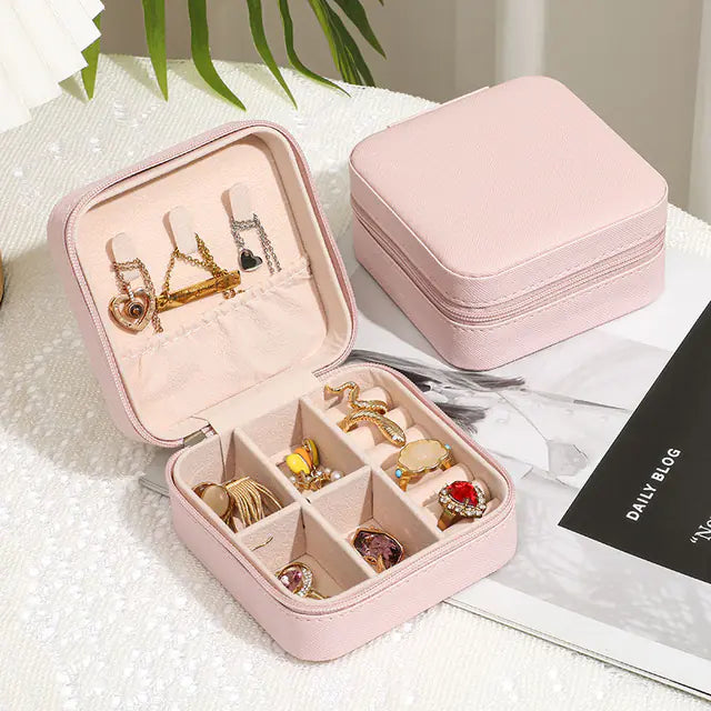 Portable Makeup & Jewelry Organizer – Compact Travel Storage Box for Rings, Earrings & Cosmetics - Avenari Home & Life