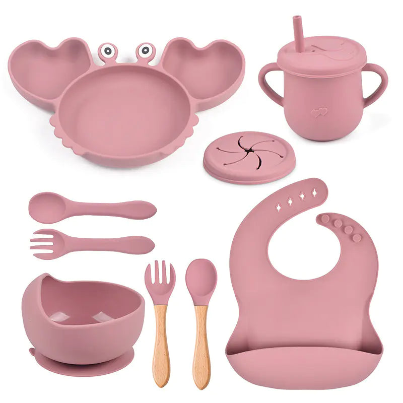 Silicone Crab Feeding Set with Suction Bowl and Spoon | Fun & Practical Baby Tableware