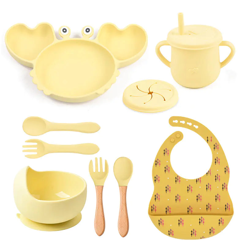 Silicone Crab Feeding Set with Suction Bowl and Spoon | Fun & Practical Baby Tableware