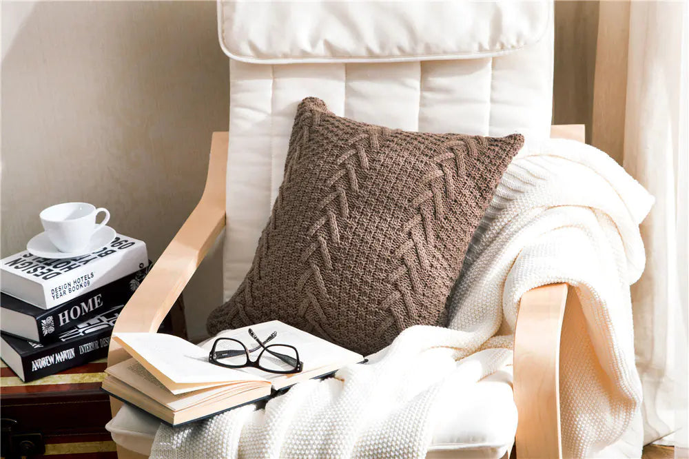 V-Shaped Knitted Pillow Cover - Modern Simplicity & Comfort