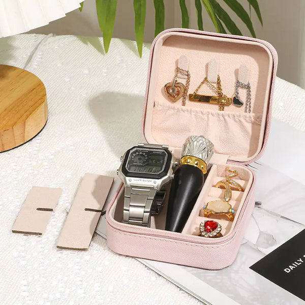 Portable Makeup & Jewelry Organizer – Compact Travel Storage Box for Rings, Earrings & Cosmetics - Avenari Home & Life