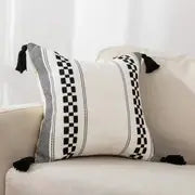 Bohemian Ethnic Style Cushion Cover in Black and White 18" - Avenari Home & Life