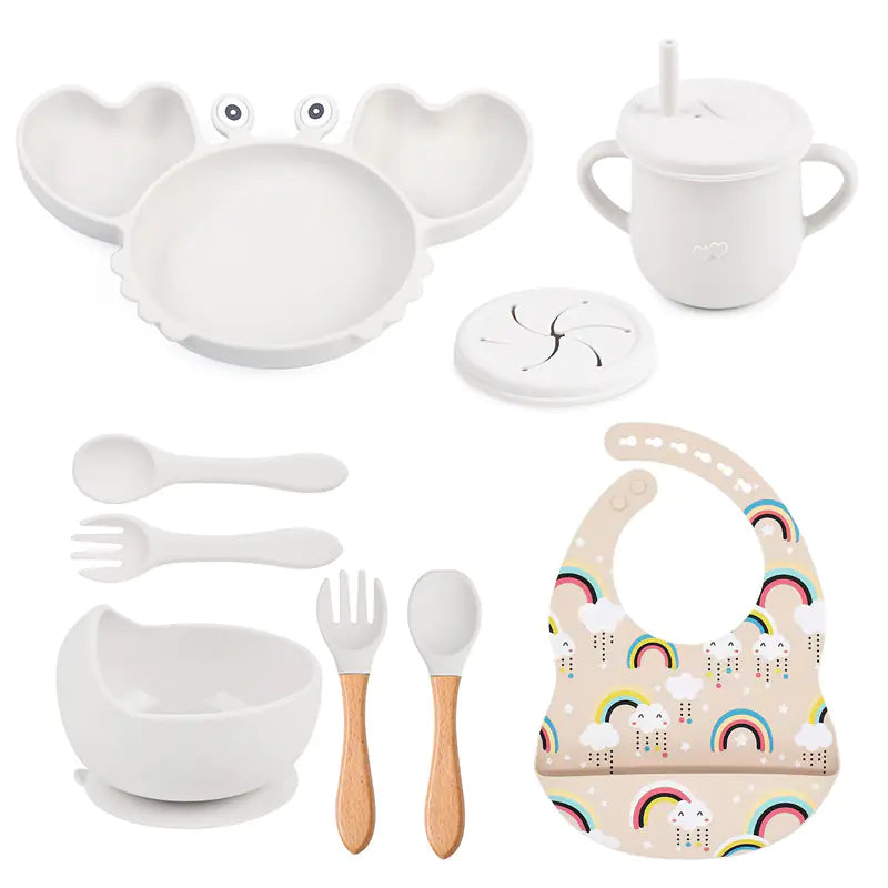 Silicone Crab Feeding Set with Suction Bowl and Spoon | Fun & Practical Baby Tableware