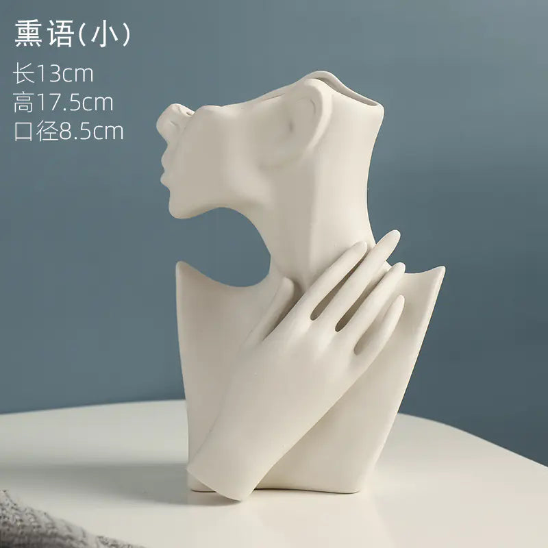 Nordic Style Human Face Creative Ceramic Vase Decor - Avenari Home & Life