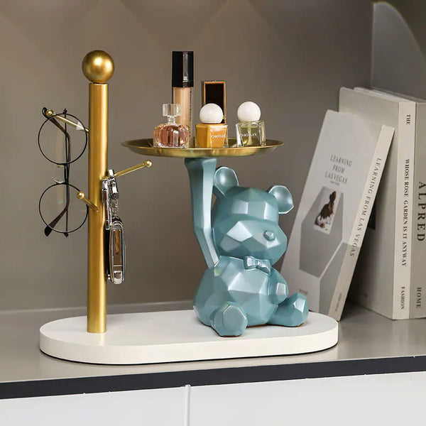 Geometric Tray with Violent Bear – Modern Handmade Resin Catchall for Entryway, Desk & Decor Display - Avenari Home & Life