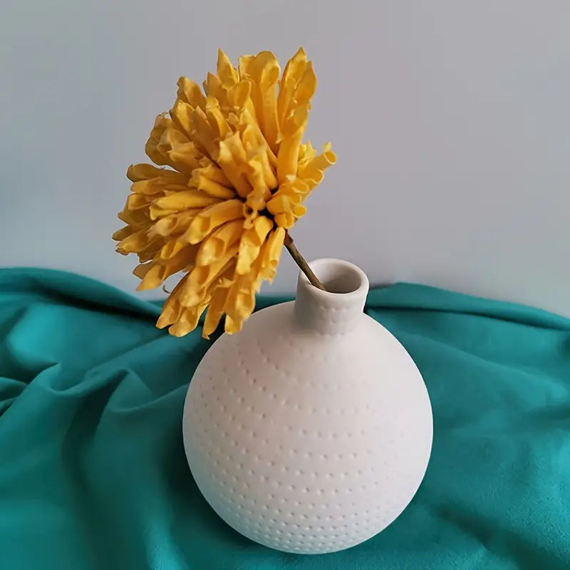 White Ceramic Vase - Modern Decorative Centerpiece