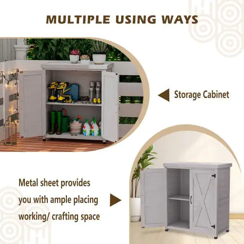 3093X Outdoor Locker & Metal Top - Garden Storage Shed & Workbench