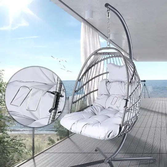 Swing Egg Chair with C-Type Bracket - Stylish Indoor & Outdoor Seating
