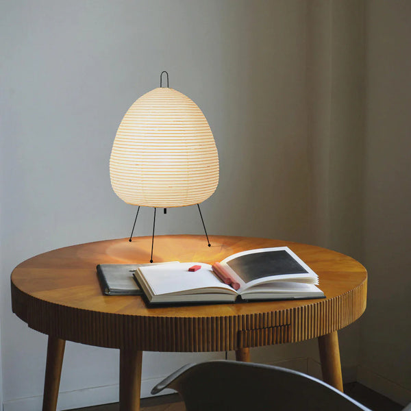 RiceBloom Nordic Accent Lamp – Minimalist Rice Paper Light with Wood & Metal Base - Avenari Home & Life