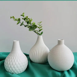 White Ceramic Vase - Modern Decorative Centerpiece