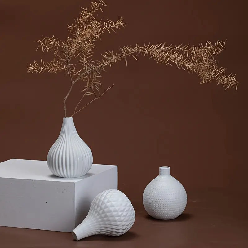 White Ceramic Vase - Modern Decorative Centerpiece