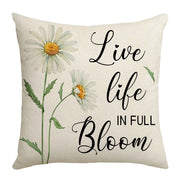Summer Chrysanthemum Pillow Cover in Green Linen