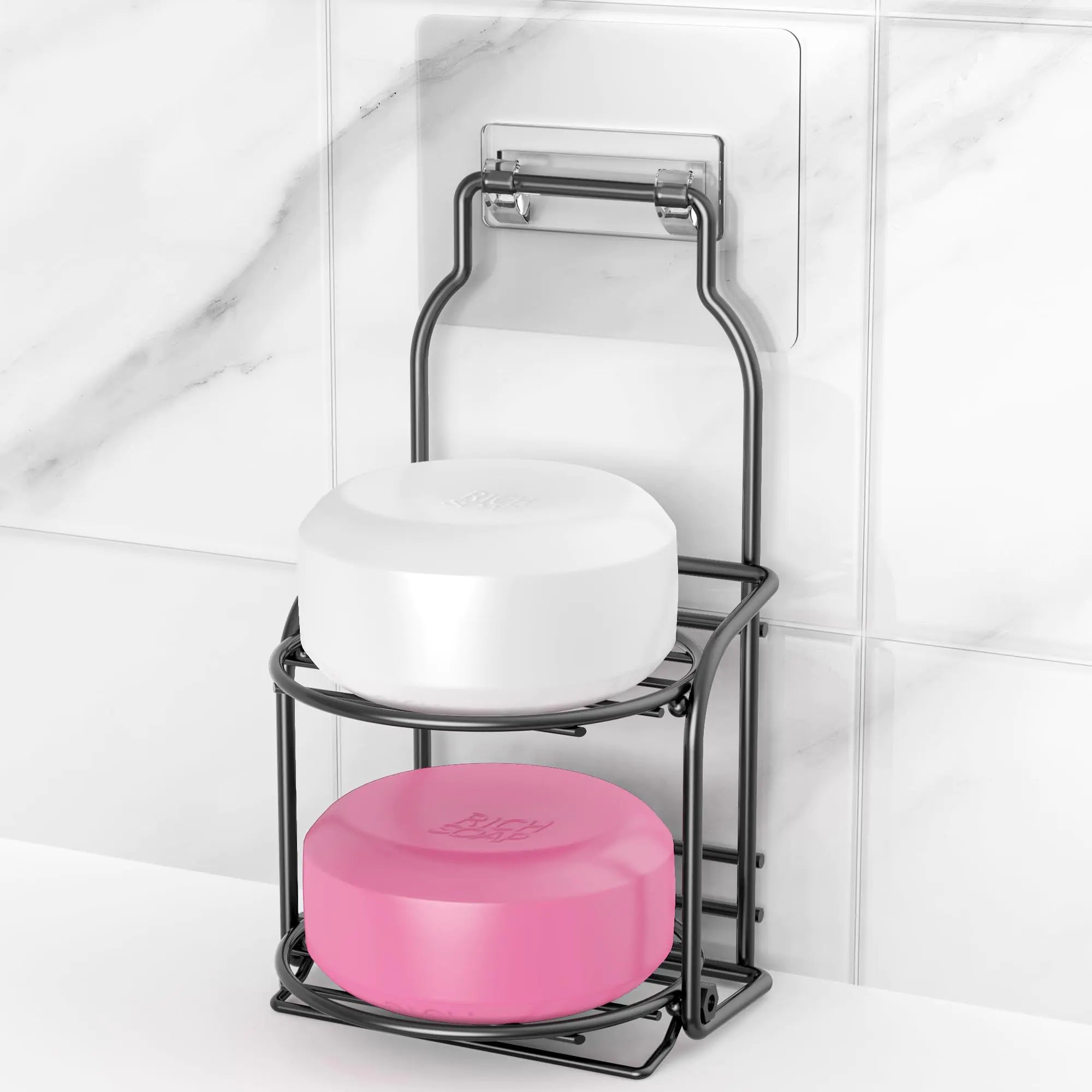 2-Tier Shower Soap Shampoo Bar Holder Self Adhesive & Freestanding Draining Soap Dish Caddy - Avenari Home & Life