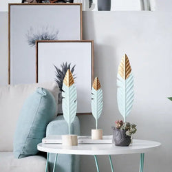Metal Feather Decorative Piece - Elegant Home Decor Accent
