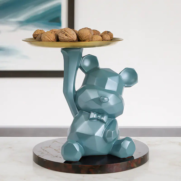 Geometric Tray with Violent Bear – Modern Handmade Resin Catchall for Entryway, Desk & Decor Display - Avenari Home & Life