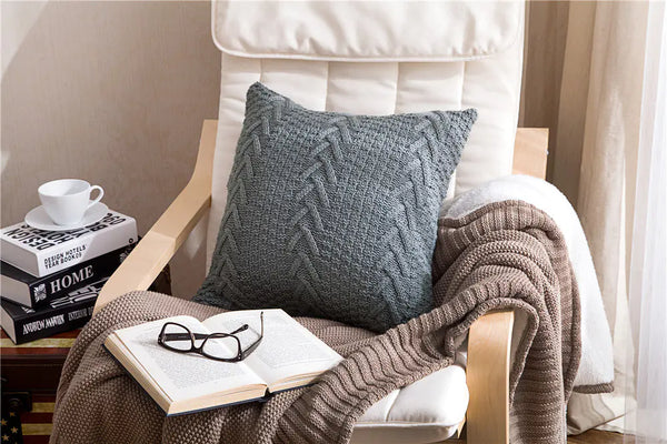 V-Shaped Knitted Pillow Cover for Home Decor