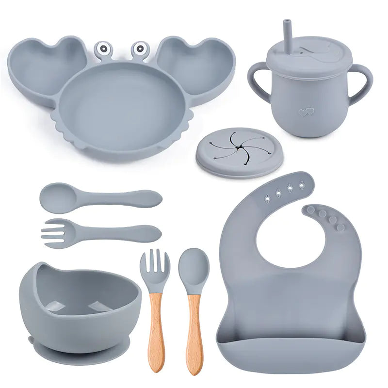 Silicone Crab Feeding Set with Suction Bowl and Spoon | Fun & Practical Baby Tableware