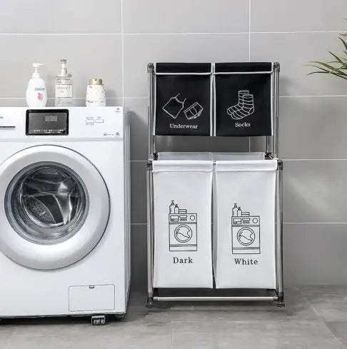 Laundry Hamper 2 Tier Laundry Sorter With 4 Removable Bags For Organizing Clothes, Laundry, Lights, Darks - Avenari Home & Life