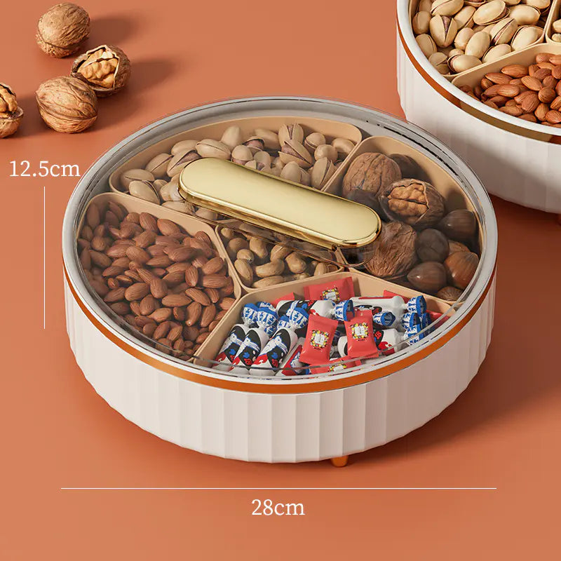 Elegant Rotating Snack Tray with Lid for Fruits & Treats