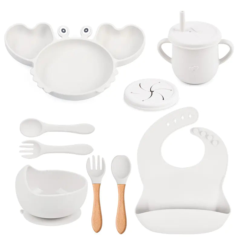 Silicone Crab Feeding Set with Suction Bowl and Spoon | Fun & Practical Baby Tableware