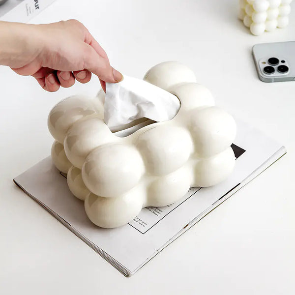 Modern Ceramic Tissue Box – Cotton Candy-Inspired Nordic Decor for Living Room, Bedroom & Office - Avenari Home & Life