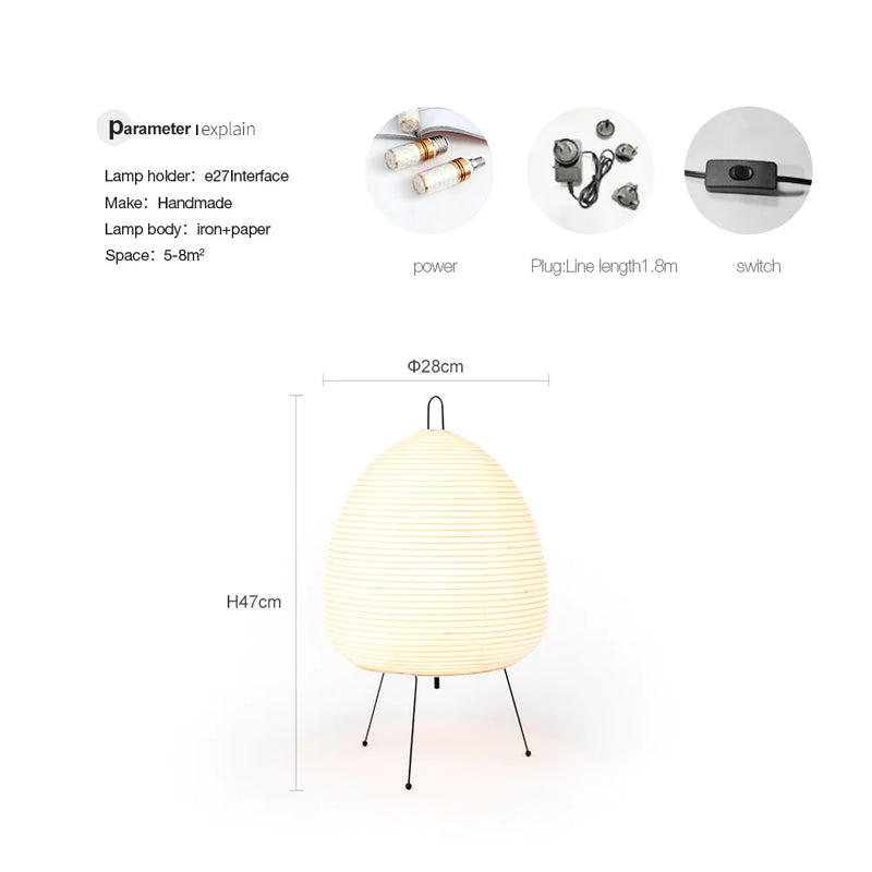 RiceBloom Nordic Accent Lamp – Minimalist Rice Paper Light with Wood & Metal Base - Avenari Home & Life