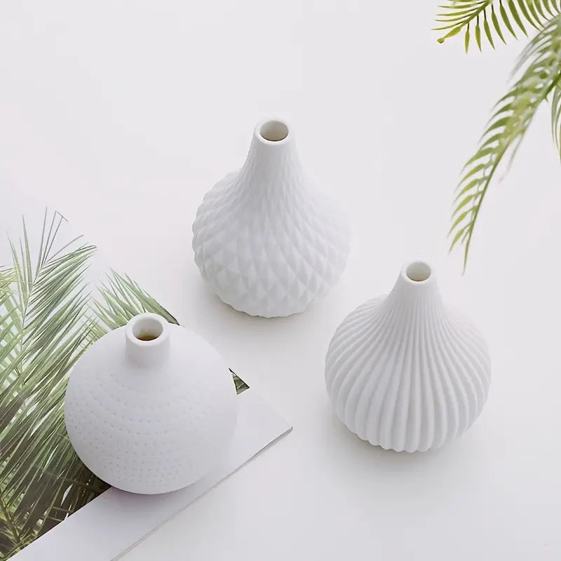 White Ceramic Vase - Modern Decorative Centerpiece