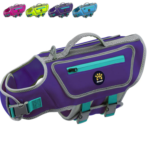 Sheripet Dog Swimming Vest with D-Ring Lightweight Dog Life Vests for Boating Reflective Dog Lifejackets Swimsuit Neoprene Pet Life Jacket with Rescue Handle for Small Medium Dogs (Purple S) - Avenari Home & Life
