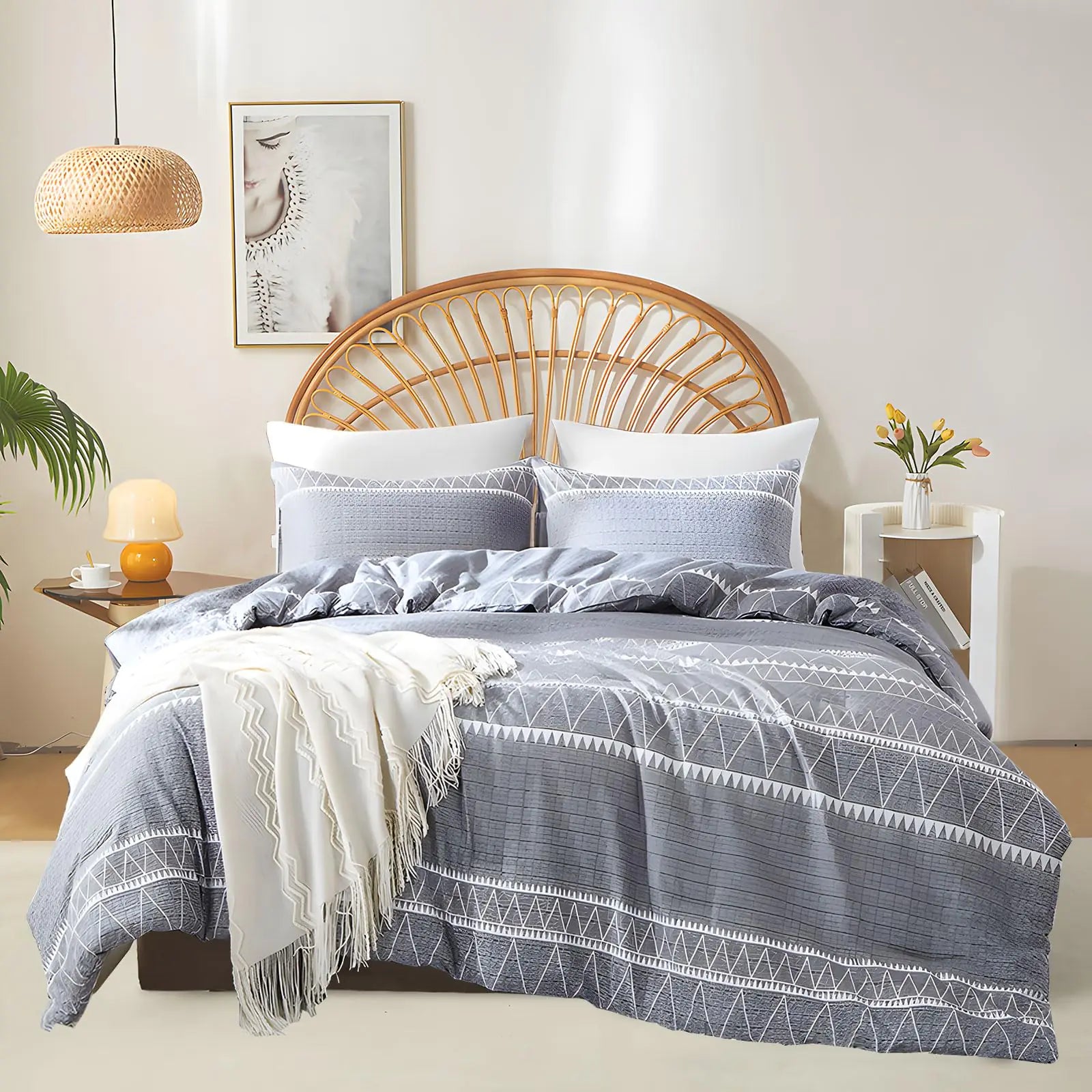 Chic Boho Aztec King Comforter Set - 3-Piece Ultra-Soft Bedding
