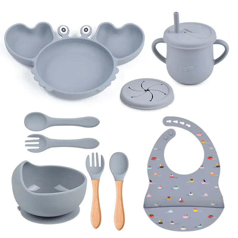 Silicone Crab Feeding Set with Suction Bowl and Spoon | Fun & Practical Baby Tableware