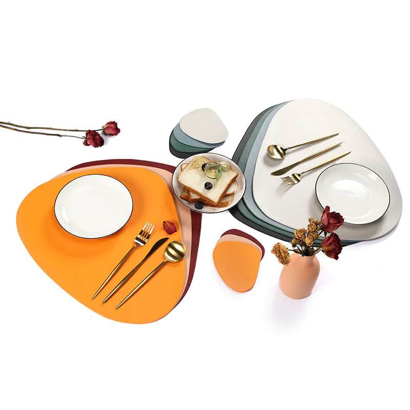 Imitation Leather Pebble Dining Mats - Stylish & Functional Table Protection