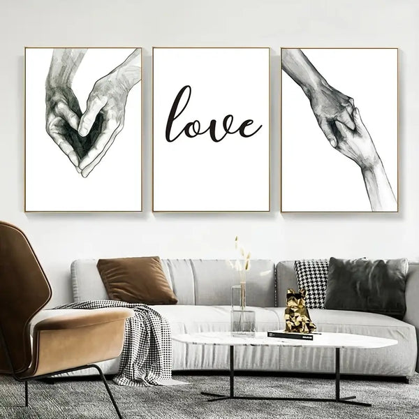 3pcs Love Canvas Print Posters for Home Decor