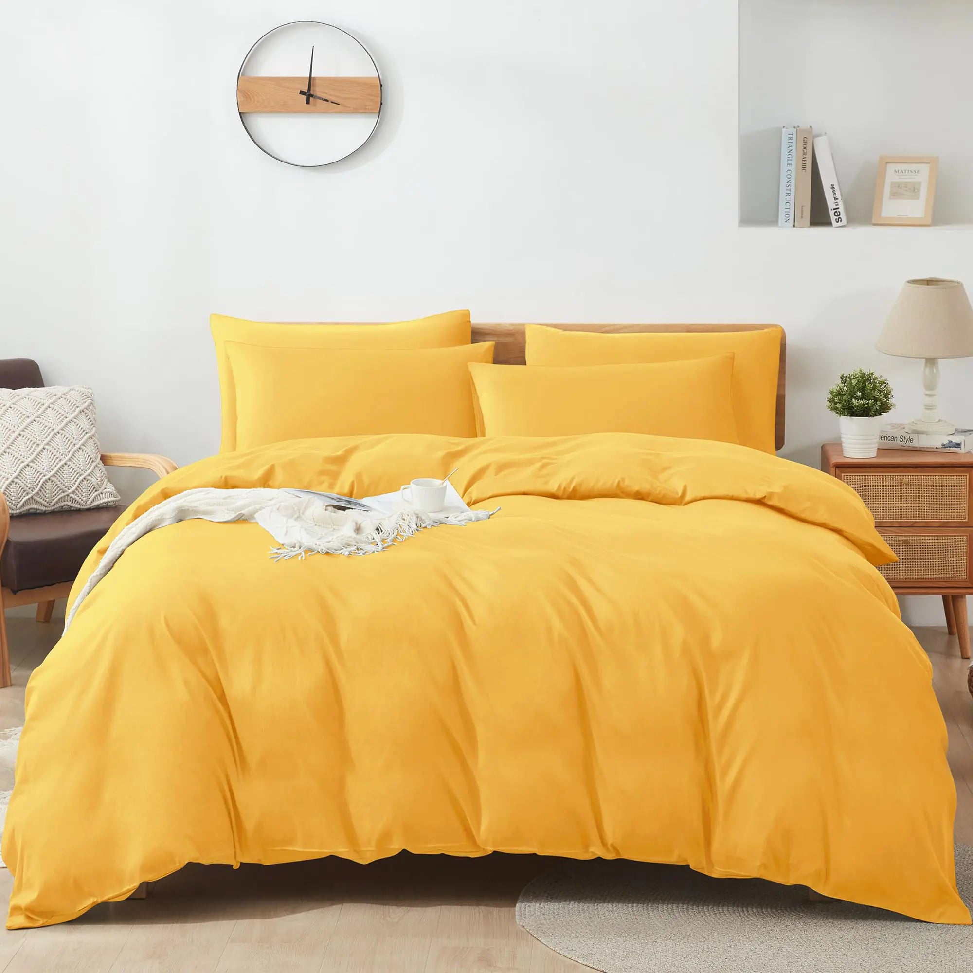 Ultra-Soft Mango Queen Duvet Cover Set - 3-Piece Breathable Bedding with Zipper & Corner Ties