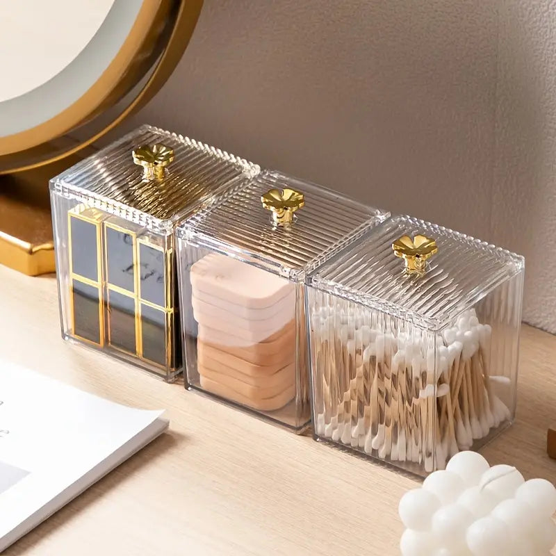 Cosmetic Cotton Swab Storage Box with Dust-Proof Cover - Avenari Home & Life