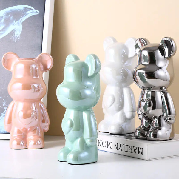 Ceramic Heart Bear Piggy Bank – Electroplated Decorative Coin Bank for Home or Gift - Avenari Home & Life