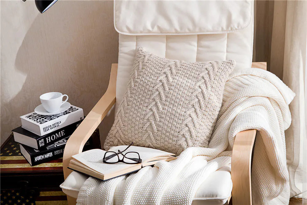 V-Shaped Knitted Pillow Cover - Modern Simplicity & Comfort