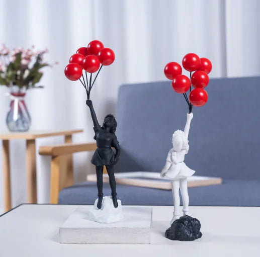 Balloon Girl Resin Statue – Banksy-Inspired Modern Art Decor for Home, Office & Gifts - Avenari Home & Life