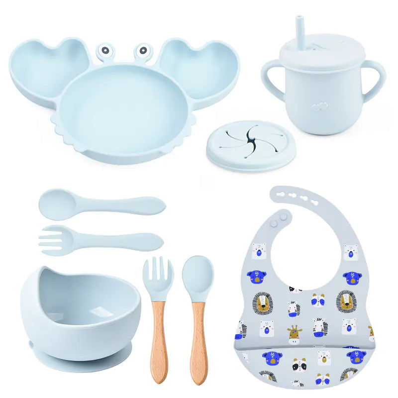 Silicone Crab Feeding Set with Suction Bowl and Spoon | Fun & Practical Baby Tableware