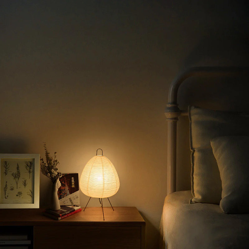 RiceBloom Nordic Accent Lamp – Minimalist Rice Paper Light with Wood & Metal Base - Avenari Home & Life
